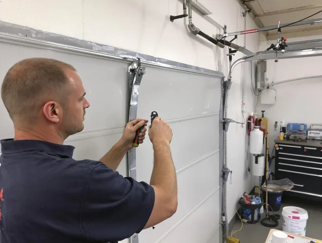 Before and after garage door dent repair by Murrieta Garage Door Repair in Murrieta