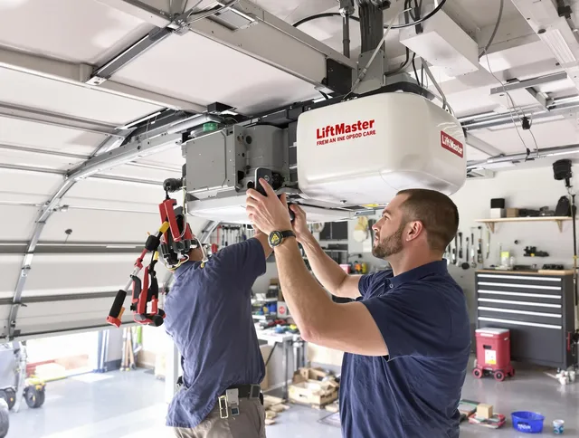 Murrieta Garage Door Repair technician performing advanced diagnostics on garage opener in Murrieta