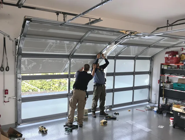 Murrieta Garage Door Repair expert performing precise panel replacement on Murrieta garage door