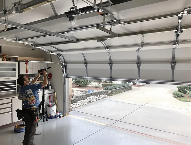 Garage door track repair service by Murrieta Garage Door Repair in Murrieta